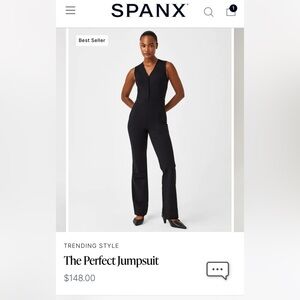 Spanx ‘the perfect sleeveless jumpsuit’ size XL, black, zip up back
